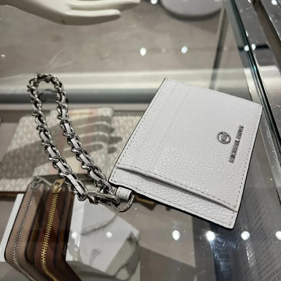 Small Pebbled Leather Chain Card Case - Picture 2 of 6